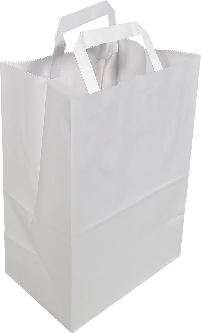 White Paper Flat Handle Bag - 8x5x11